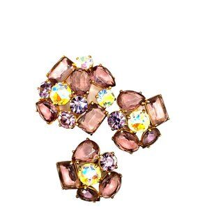 Elsa SCHIAPARELLI signed Large brooch and clip on earrings set mauve Stunning
